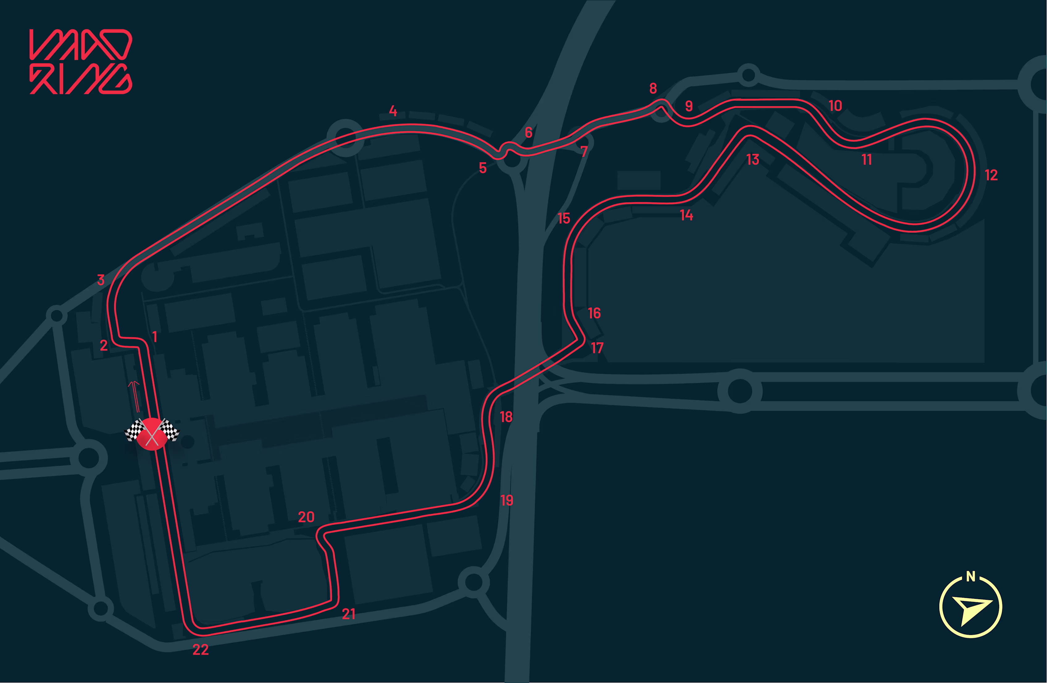 Madrid IFEMA Circuit Layout Diagram showing 20 corners